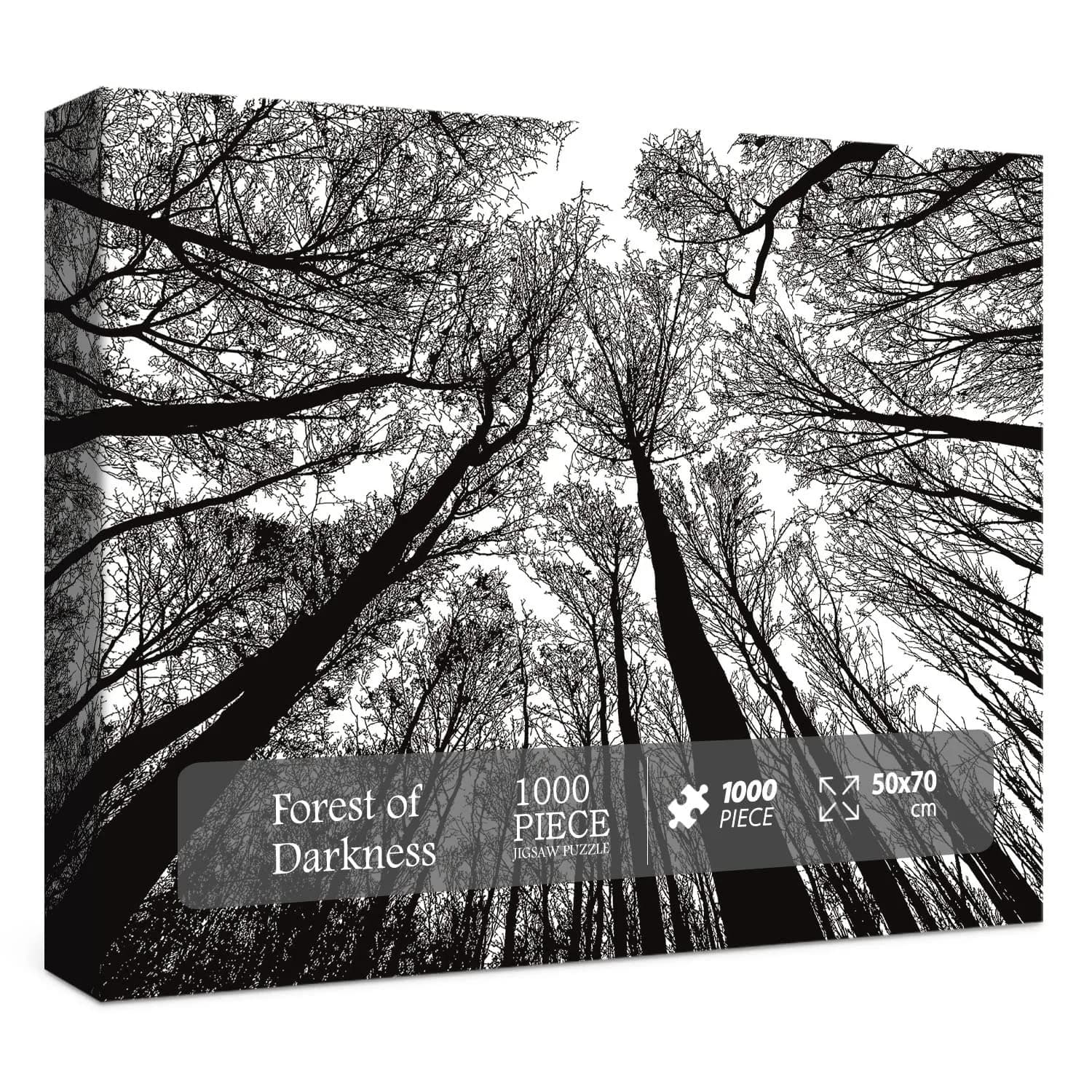 BBOLDIN Impossible Puzzle 1000 Piece, Challenging Difficult Puzzles for Adults, Hard Jigsaw Puzzles for Adults | Black White Forest Silhouette — Black-white Forest