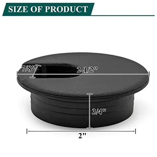 Litoexpe Black Desk Cord Grommet 2 Inch (50.8 mm) with Removable Cover | Organizes Cables for Desks and Work Areas thumbnail 2
