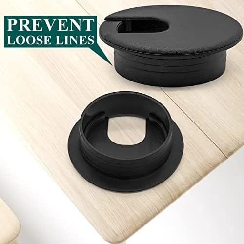 Litoexpe Black Desk Cord Grommet 2 Inch (50.8 mm) with Removable Cover | Organizes Cables for Desks and Work Areas thumbnail 3