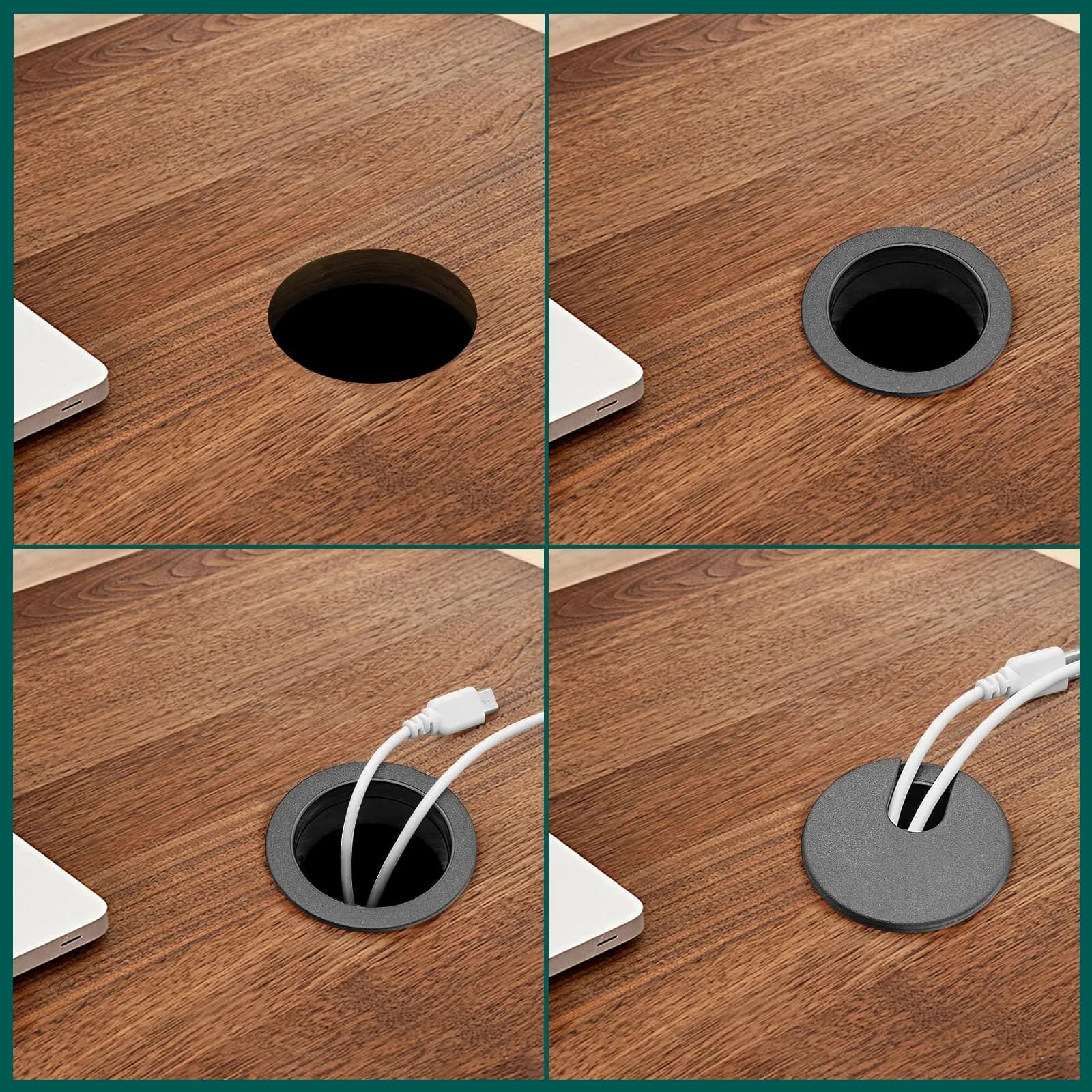 Litoexpe Black Desk Cord Grommet 1-1/2 Inch (38 mm) | Organize Cables for Desks and Work Areas - view 5