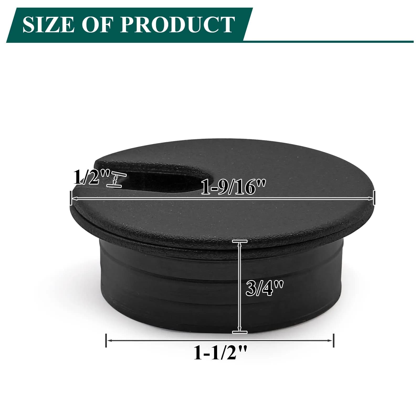 Litoexpe Black Desk Cord Grommet 1-1/2 Inch (38 mm) | Organize Cables for Desks and Work Areas - view 2