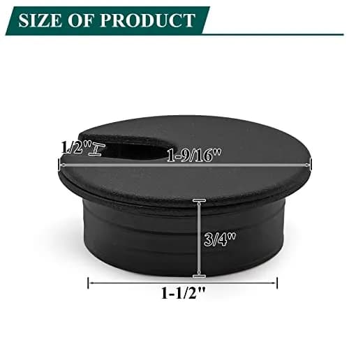 Litoexpe Black Desk Cord Grommet 1-1/2 Inch (38 mm) | Organize Cables for Desks and Work Areas thumbnail 2