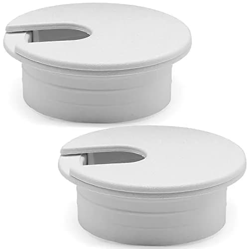 Litoexpe White Desk Cord Grommet 2 Pcs, 1-1/2 Inch Internal Diameter | ABS Plastic Cable Organizer for Desktops thumbnail 1