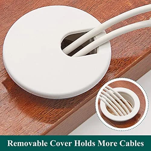 Litoexpe White Desk Cord Grommet 2 Pcs, 1-1/2 Inch Internal Diameter | ABS Plastic Cable Organizer for Desktops thumbnail 4