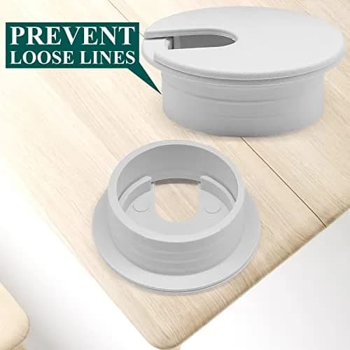 Litoexpe White Desk Cord Grommet 2 Pcs, 1-1/2 Inch Internal Diameter | ABS Plastic Cable Organizer for Desktops thumbnail 3