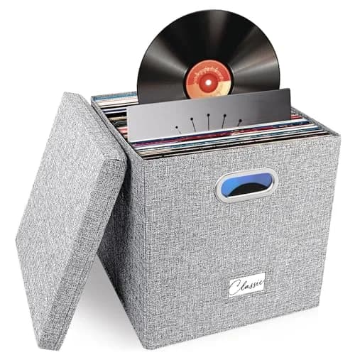 Woodoulogy Vinyl Record Storage Box for 50+ LPs | 12-Inch Record Holder Case with Lid thumbnail 1