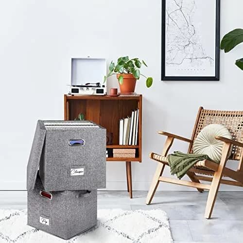 Woodoulogy Vinyl Record Storage Box for 50+ LPs | 12-Inch Record Holder Case with Lid thumbnail 7