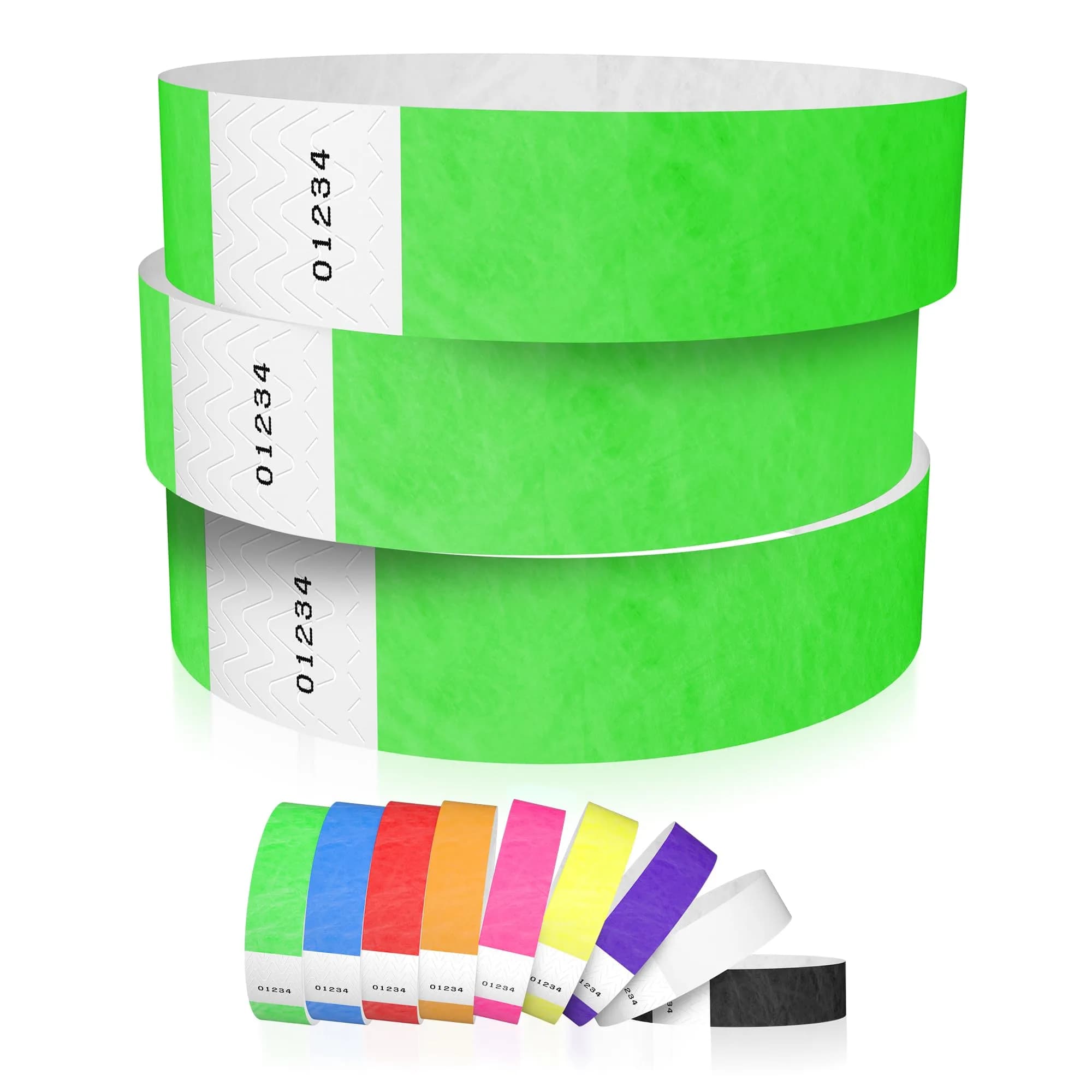 Wristco Neon Green Tyvek Wristbands for Events (600-Pack) | Tamper-Proof & Fluorescent for VIP & Medical ID - main product image