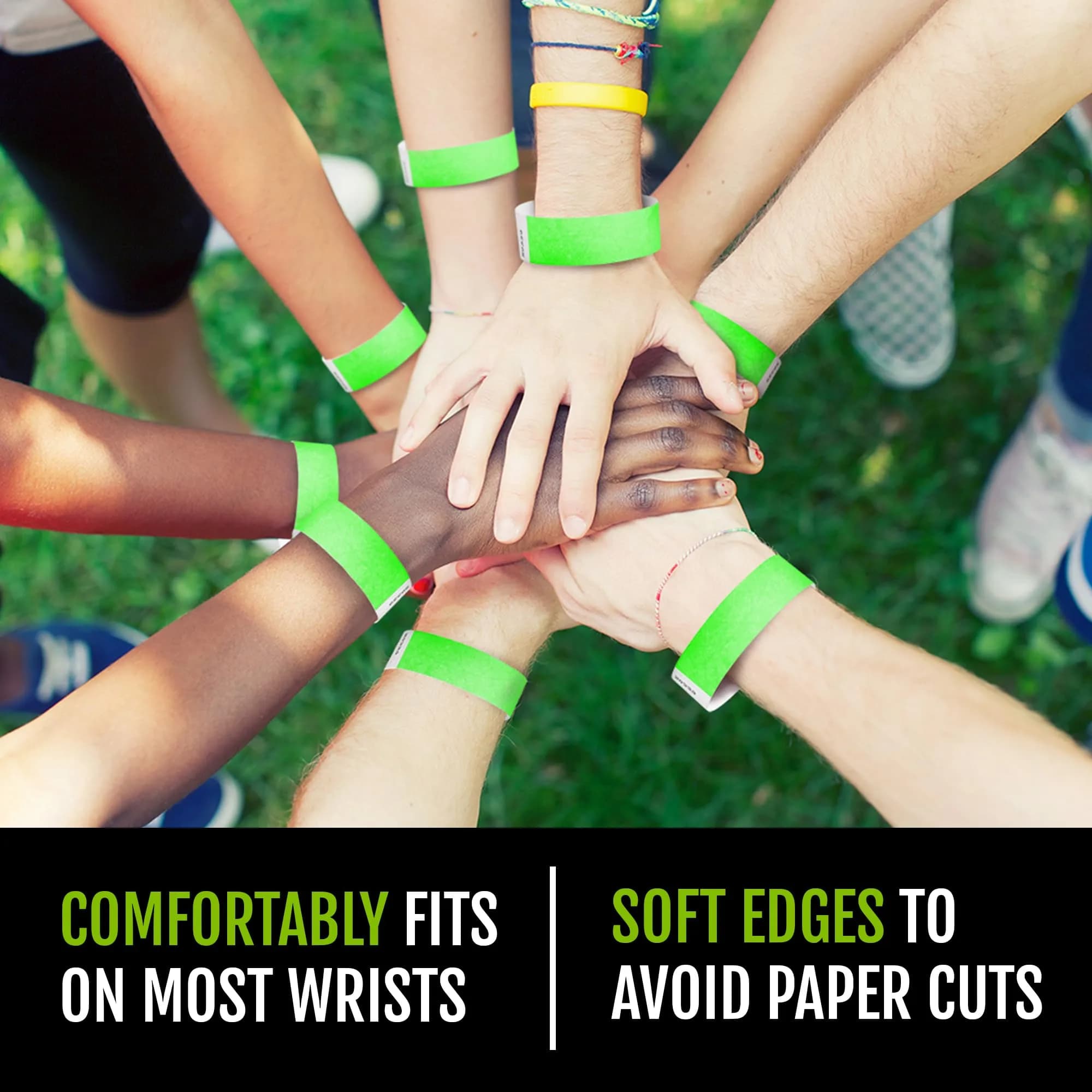 Wristco Neon Green Tyvek Wristbands for Events (600-Pack) | USA-Sourced Admission ID - view 5