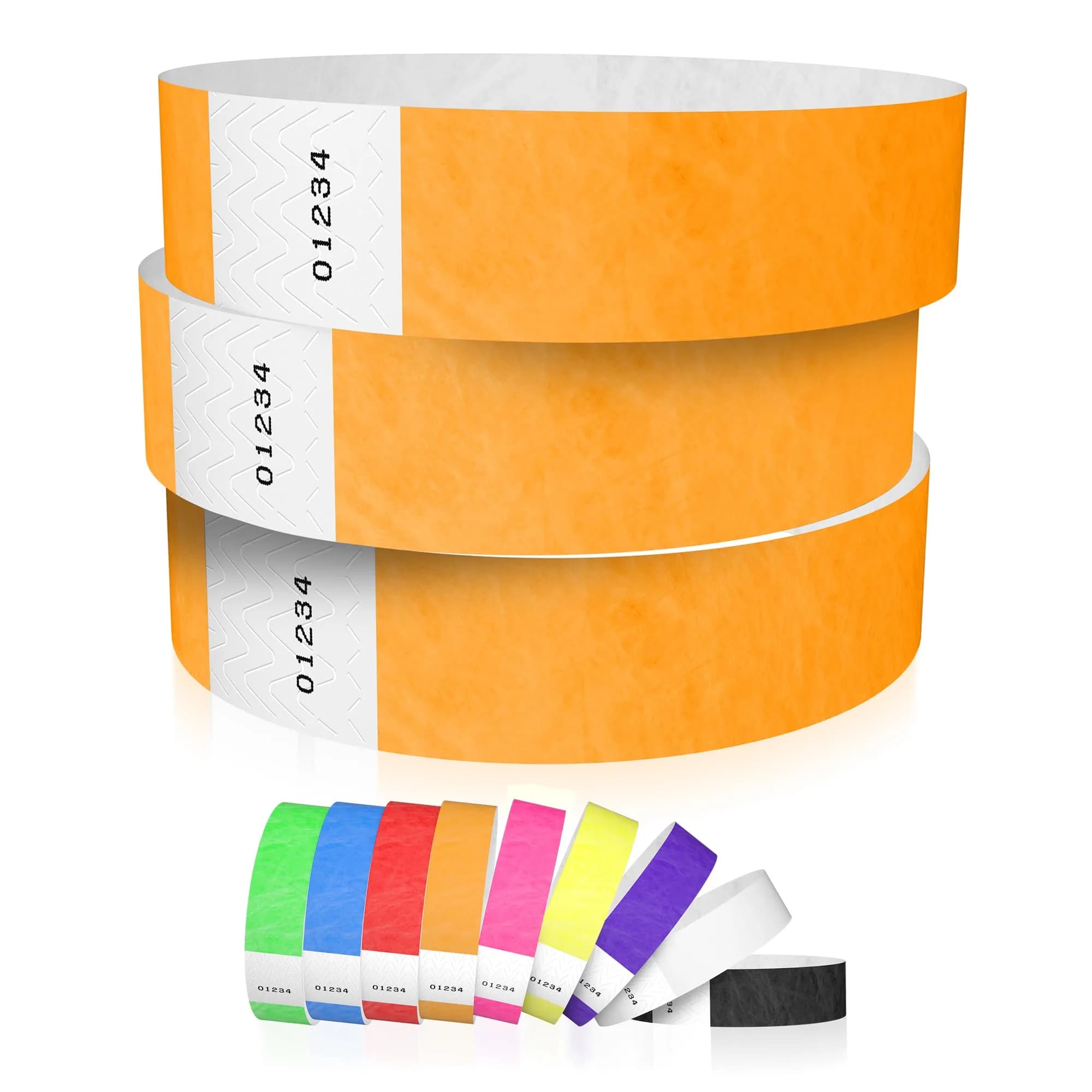 Wristco Neon Green Tyvek Wristbands 600-Pack | Tamper-Proof & Fluorescent for Events, Hospitals, Parties — Neon Orange