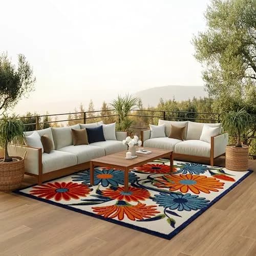 Nourison Rug Aloha Multicolor 9' x 12' | Easy Clean, Non Shedding, Indoor & Outdoor Use thumbnail 1