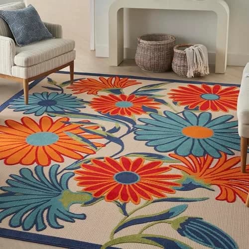 Nourison Rug Aloha Multicolor 9' x 12' | Easy Clean, Non Shedding, Indoor & Outdoor Use thumbnail 5