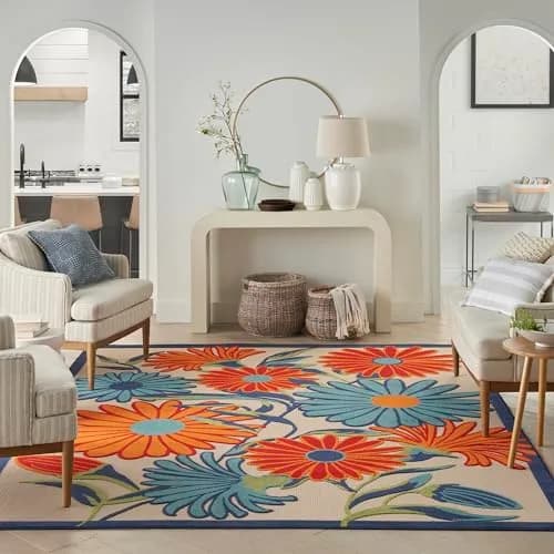 Nourison Rug Aloha Multicolor 9' x 12' | Easy Clean, Non Shedding, Indoor & Outdoor Use thumbnail 2