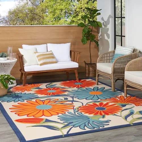 Nourison Rug Aloha Multicolor 9' x 12' | Easy Clean, Non Shedding, Indoor & Outdoor Use thumbnail 3