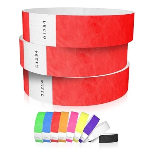 Wristco Neon Green Tyvek Wristbands 600-Pack | Tamper-Proof & Fluorescent for Events, Hospitals, Parties — Neon Red