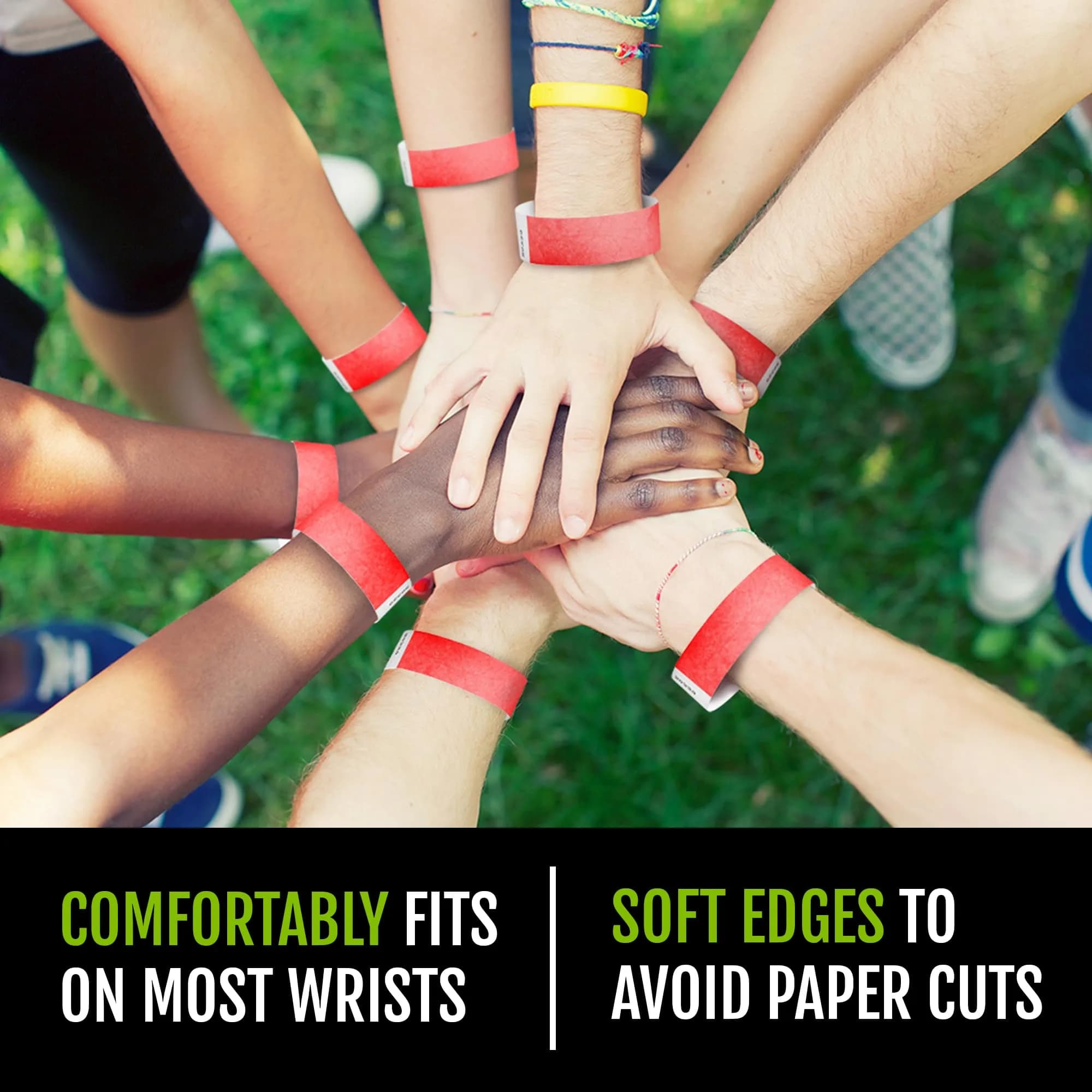 WristCo Neon Red Tyvek Wristbands 600 Count | Tamper-Proof & Fluorescent for Events, Hospitals, Parties - view 5