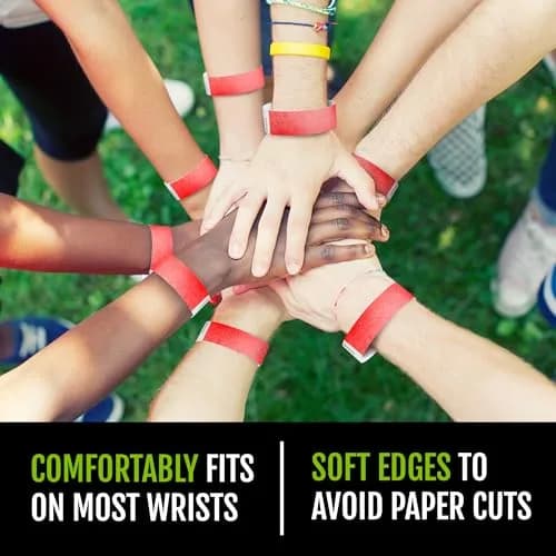 WristCo Neon Red Tyvek Wristbands 600 Count | Tamper-Proof & Fluorescent for Events, Hospitals, Parties thumbnail 5