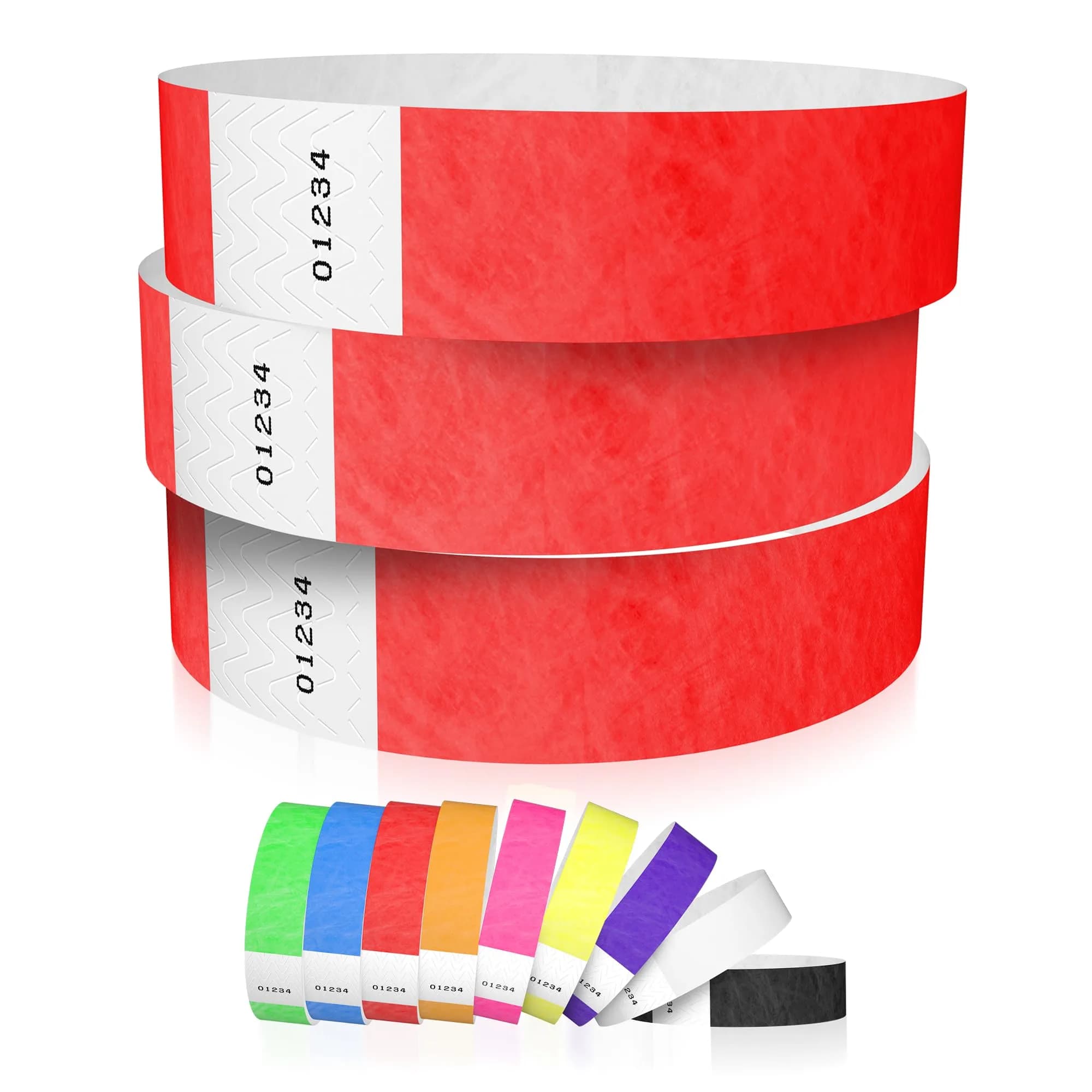 Wristco Neon Red Tyvek Wristbands for Events (600-Pack) | Tamper-Proof & Fluorescent for VIP & Medical ID - main product image