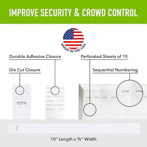 Wristco White Tyvek Wristbands 600-Pack | Sequential Numbered for Event Admission thumbnail 2