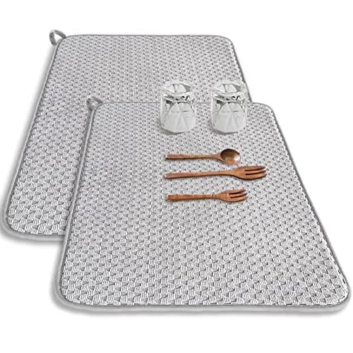 Meirrnyyu 2 Pack Microfiber Dish Drying Mat 24x17 inch | Absorbent Kitchen Counter Pad for Countertops & Sinks thumbnail 1