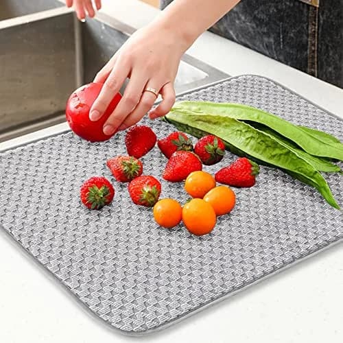 Meirrnyyu 2 Pack Microfiber Dish Drying Mat 24x17 inch | Absorbent Kitchen Counter Pad for Countertops & Sinks thumbnail 6
