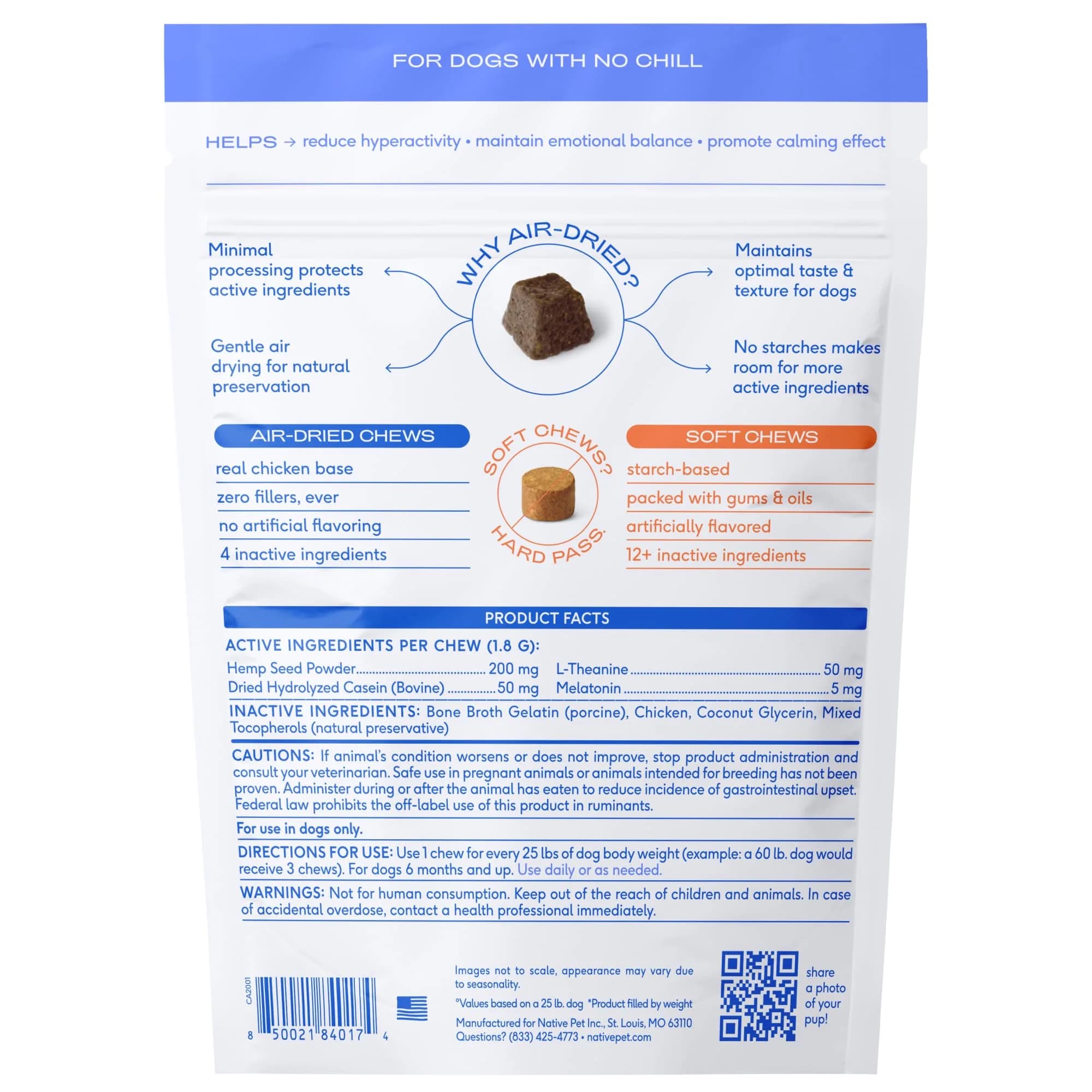 Native Pet Calming Chews for Dogs - Air-Dried 120 Chews | Supports Emotional Balance & Reduces Hyperactivity - view 9