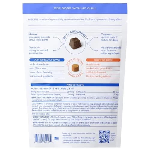 Native Pet Calming Chews for Dogs - Air-Dried 120 Chews | Supports Emotional Balance & Reduces Hyperactivity thumbnail 9