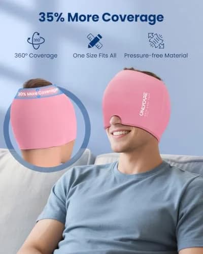 ONLYCARE Migraine Relief Cap for Women, Headache Relief Cold Cap Ice Mask | Odorless Gel, Reusable, Ergonomic Fit (20-24 inch) thumbnail 4