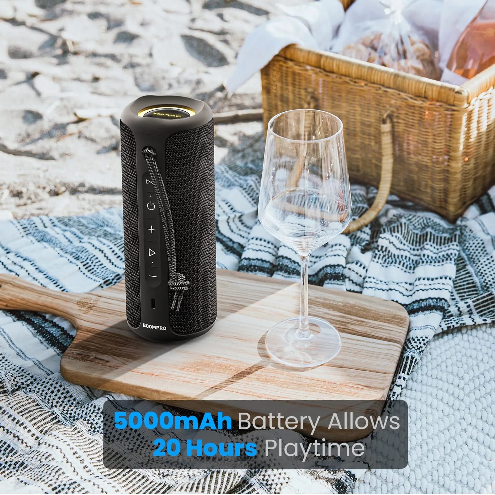 MIATONE 36W Portable Bluetooth Speaker with Stereo Sound & 24H Playtime | IPX7 Waterproof, USB-C Outdoor Speaker (Black) - view 3