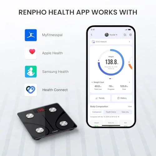RENPHO Smart Bathroom Scale with Ultra Wide Platform 12 x 12 inches | FDA Approved, 500 lbs Capacity thumbnail 4