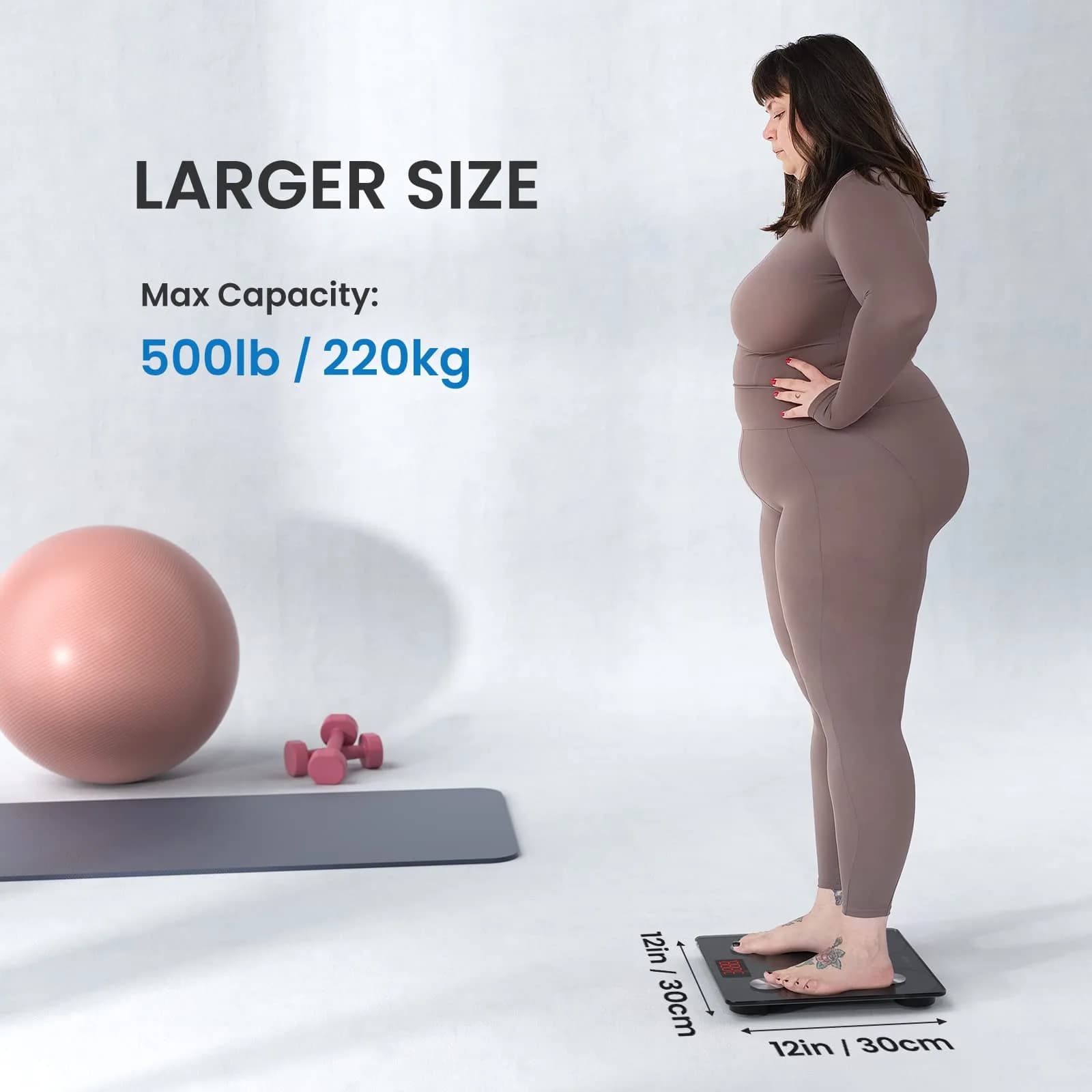 RENPHO Smart Bathroom Scale with Ultra Wide Platform 12 x 12 inches | FDA Approved, 500 lbs Capacity - view 2