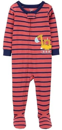 Carter's Boys' 12 Months Sleep & Play Outfit | Snug Cotton Backhoe Design (70-120 chars) thumbnail 1