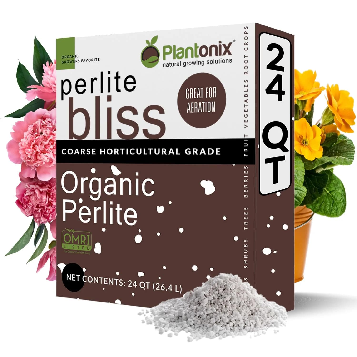 Plantonix Perlite Bliss 24 Qts Organic Soil Amendment for Plants | Improves Drainage & Aeration