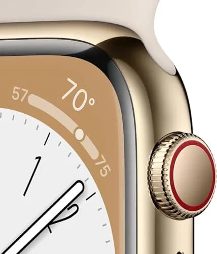 Apple Watch Series 8 (GPS + Cellular, 41MM) Gold Stainless Steel Case with Starlight Sport Band - S/M | Advanced Health & Safety Features thumbnail 3