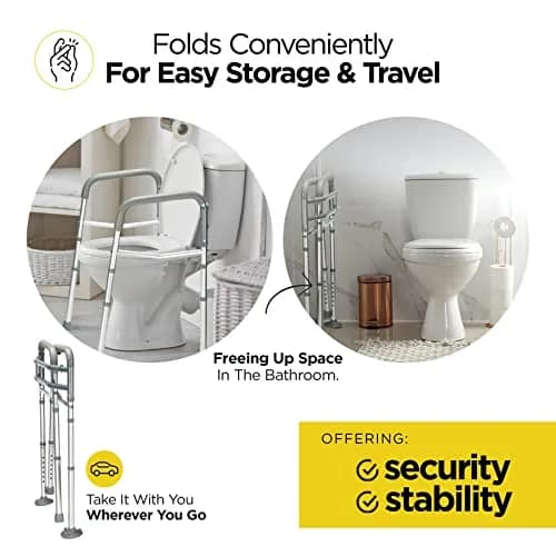 Medical king Toilet Safety Rails for Seniors Adjustable Detachable Fits Most Toilets | Support & Stability thumbnail 6