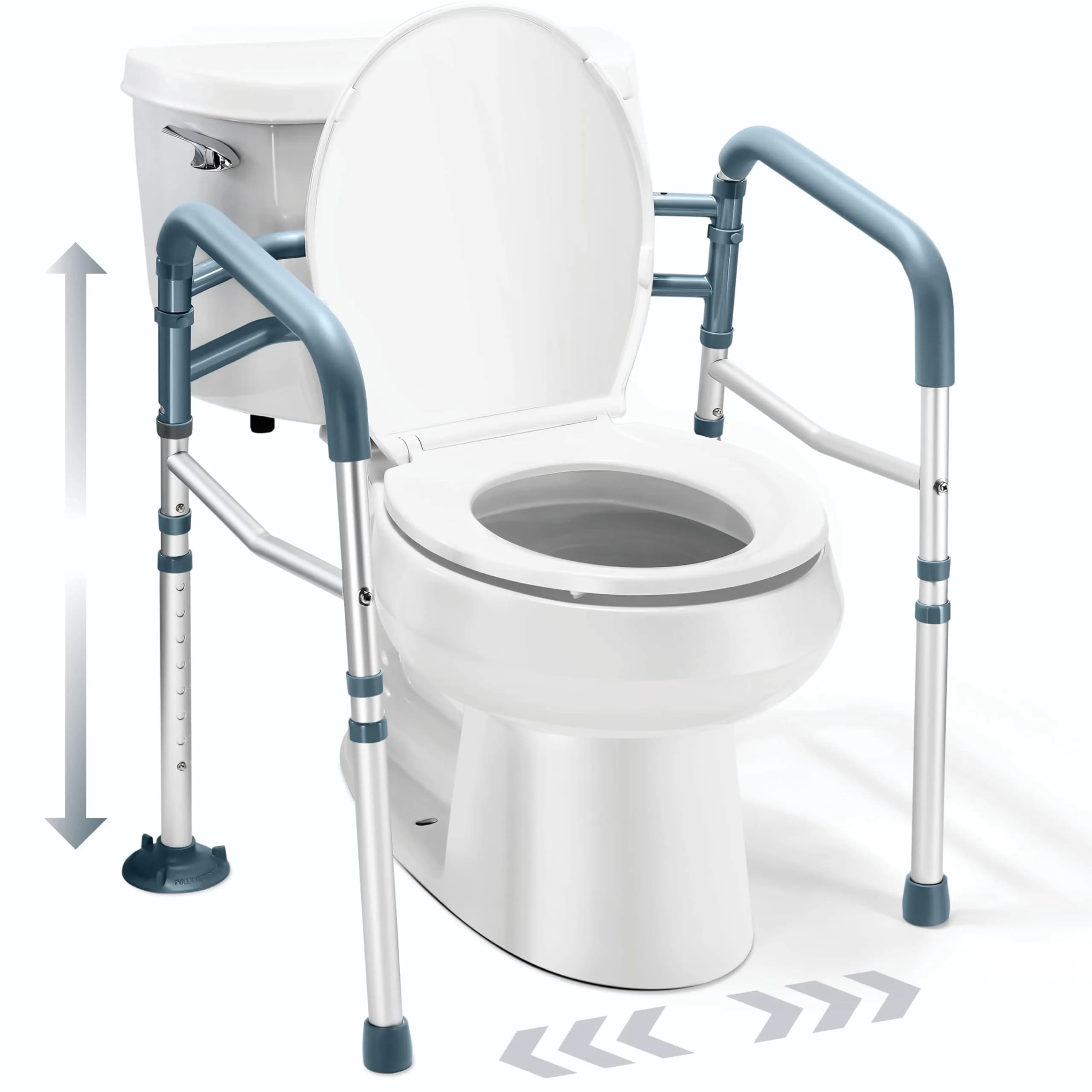 Medical king Toilet Safety Rails for Seniors Adjustable Detachable Fits Most Toilets | Support & Stability — Silver