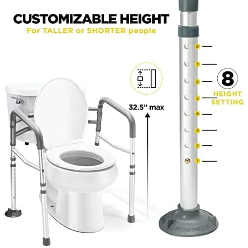 Medical king Toilet Safety Rails for Seniors Adjustable Detachable Fits Most Toilets | Support & Stability thumbnail 4