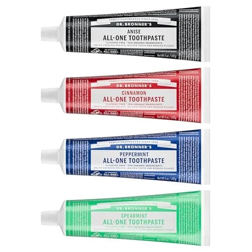 Dr. Bronner's All-One Toothpaste Variety Pack 20oz (5oz Each) | USA Import, Fluoride-Free, Organic, Vegan thumbnail 1