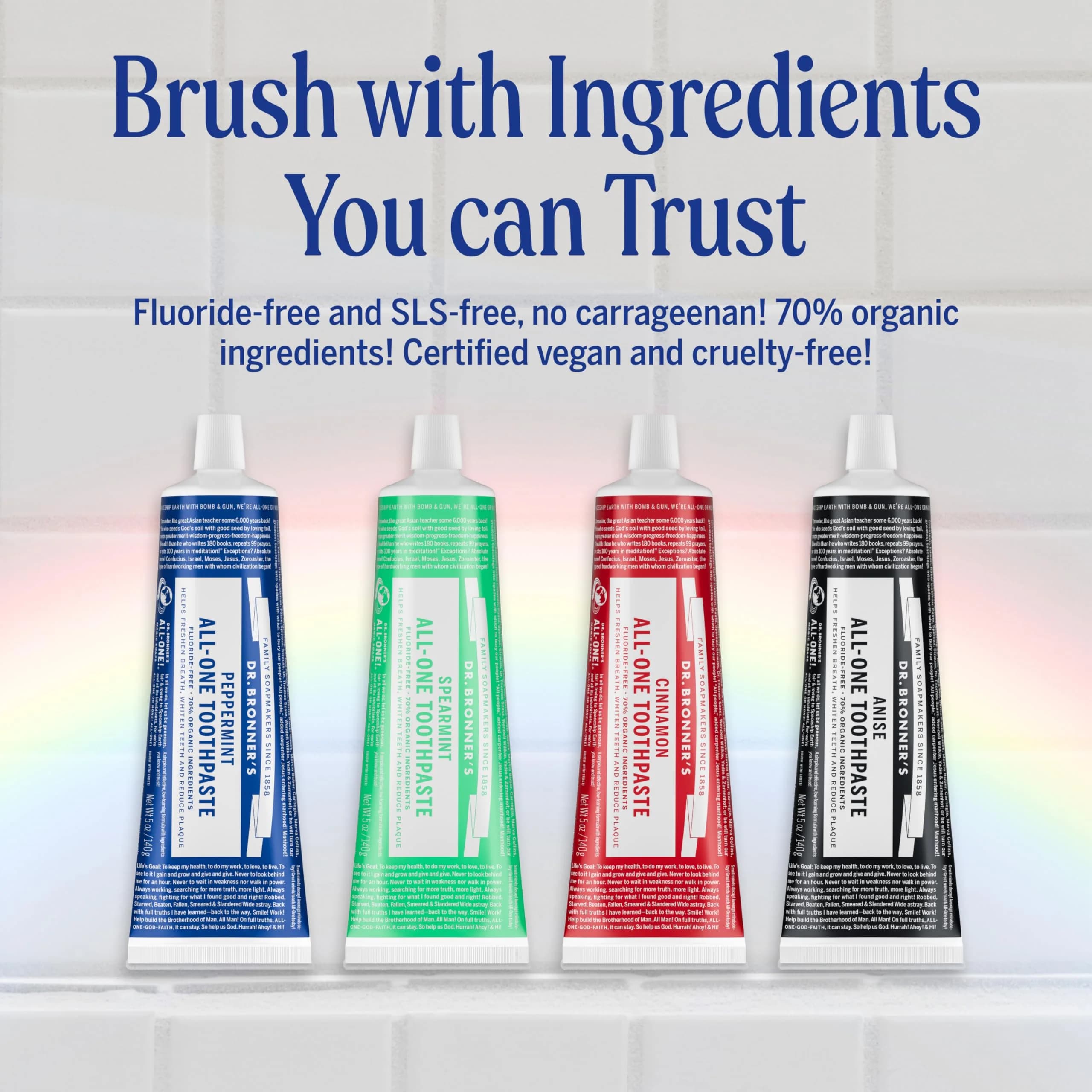 Dr. Bronner's All-One Toothpaste Variety Pack 20oz (5oz Each) | USA Import, Fluoride-Free, Organic, Vegan - view 6