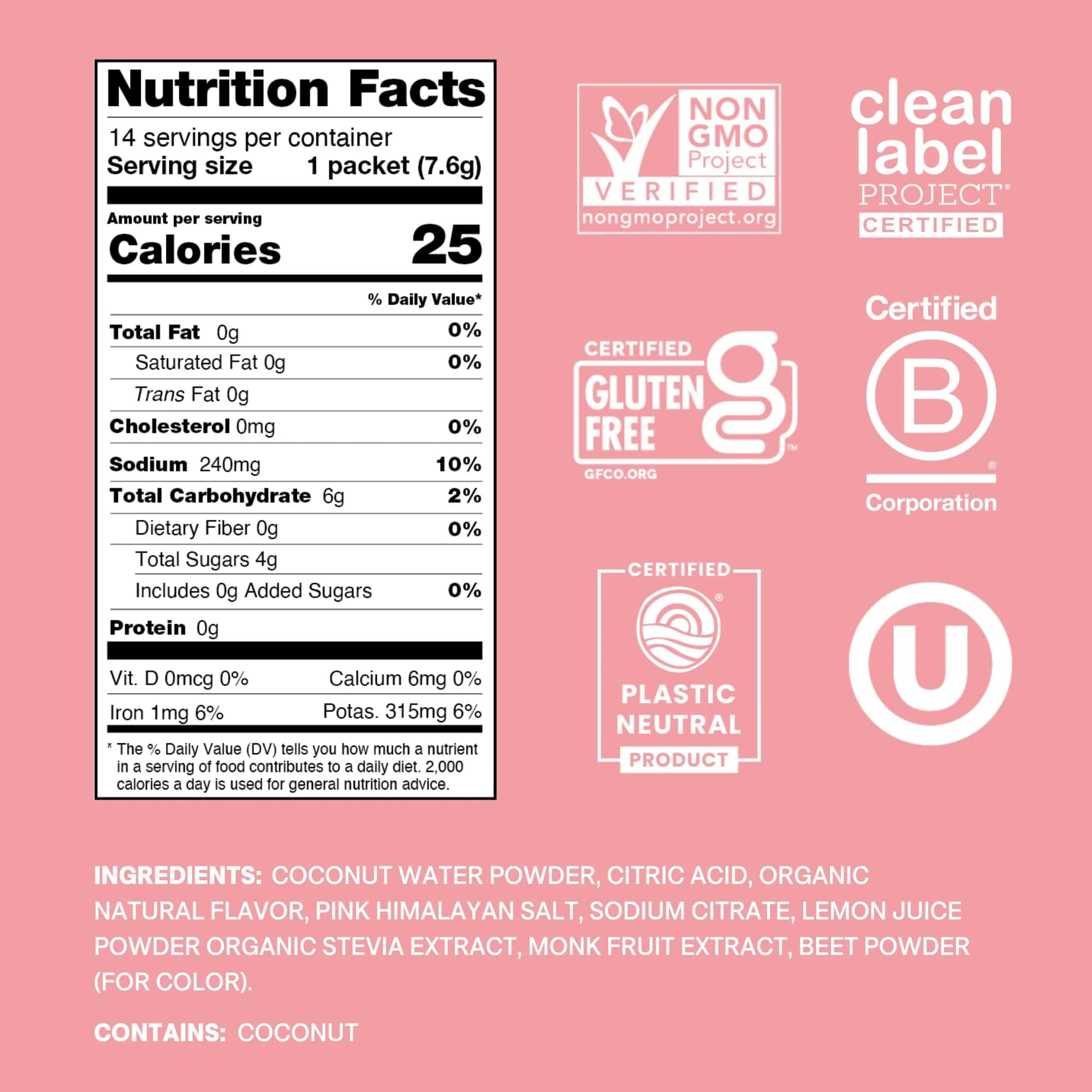 Cure Hydration Strawberry Kiwi Electrolyte Powder Drink Mix | Plant-Based Hydration Boost (14 Packets) - view 2