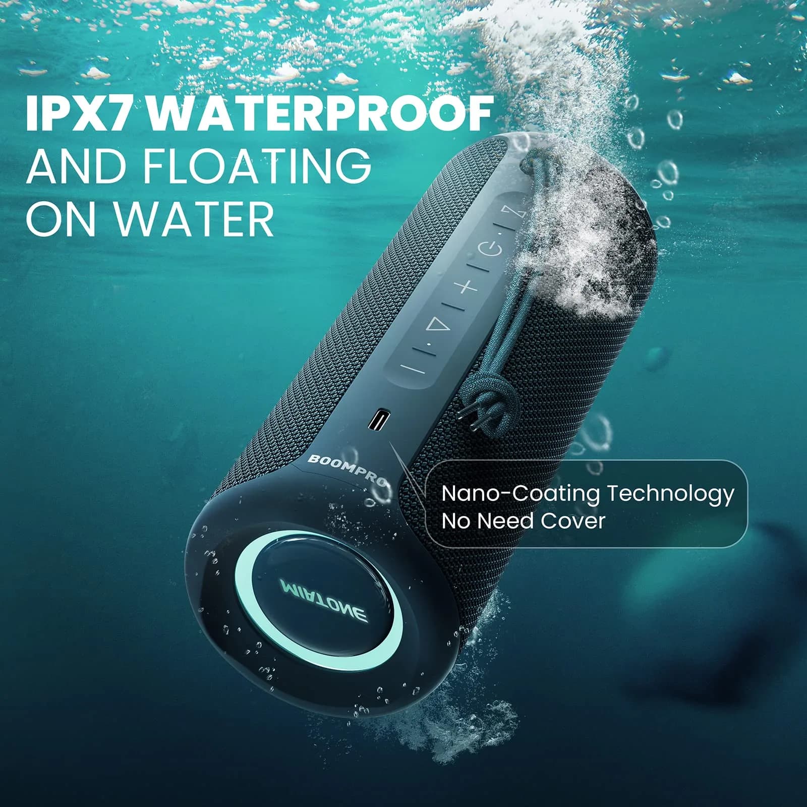 MIATONE 36W Portable Bluetooth Speaker | Stereo Sound, 24H Playtime, IPX7 Waterproof (Blue) - view 5