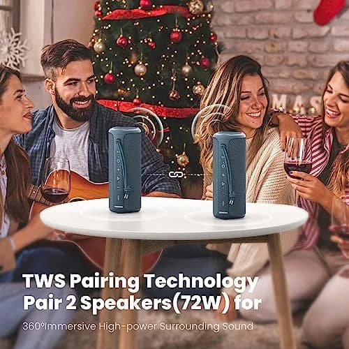 MIATONE 36W Portable Bluetooth Speaker | Stereo Sound, 24H Playtime, IPX7 Waterproof (Blue) thumbnail 6