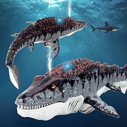 fromeasy RC Mosasaurus Dinosaur Toy Water Control | Water Spray & Light Fun (100-120 chars) thumbnail 5