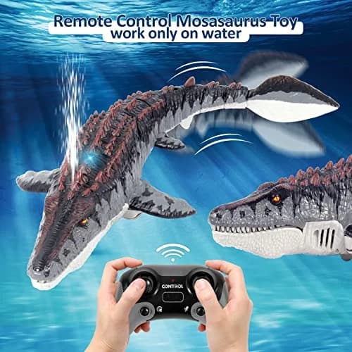 fromeasy RC Mosasaurus Dinosaur Toy Water Control | Water Spray & Light Fun (100-120 chars) thumbnail 6
