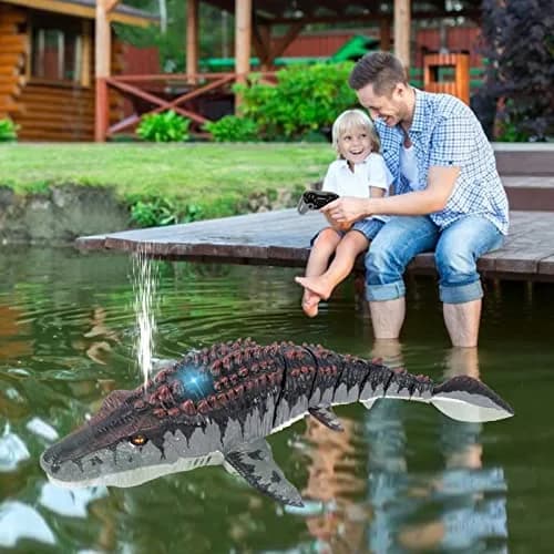 fromeasy RC Mosasaurus Dinosaur Toy Water Control | Water Spray & Light Fun (100-120 chars) thumbnail 9