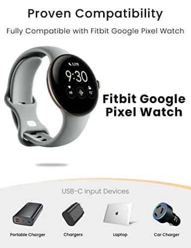 Sinoacc White Charging Adapter for Google Pixel Watch 1 | Fast 3.3Ft USB C Cable Replacement thumbnail 2