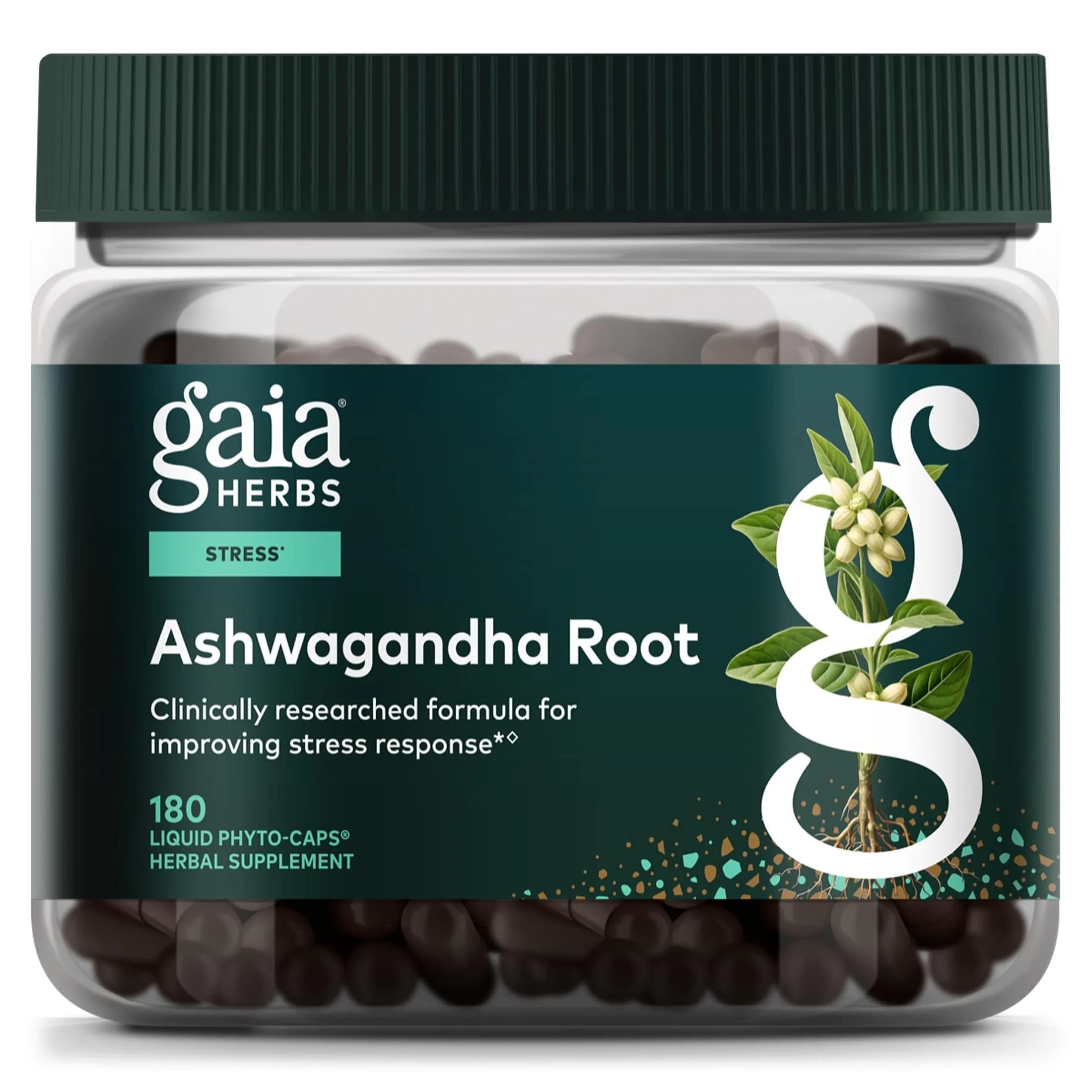 Gaia Herbs Ashwagandha Root 350 mg Vegan Capsules | 90 Servings (180 Count) — Capsule