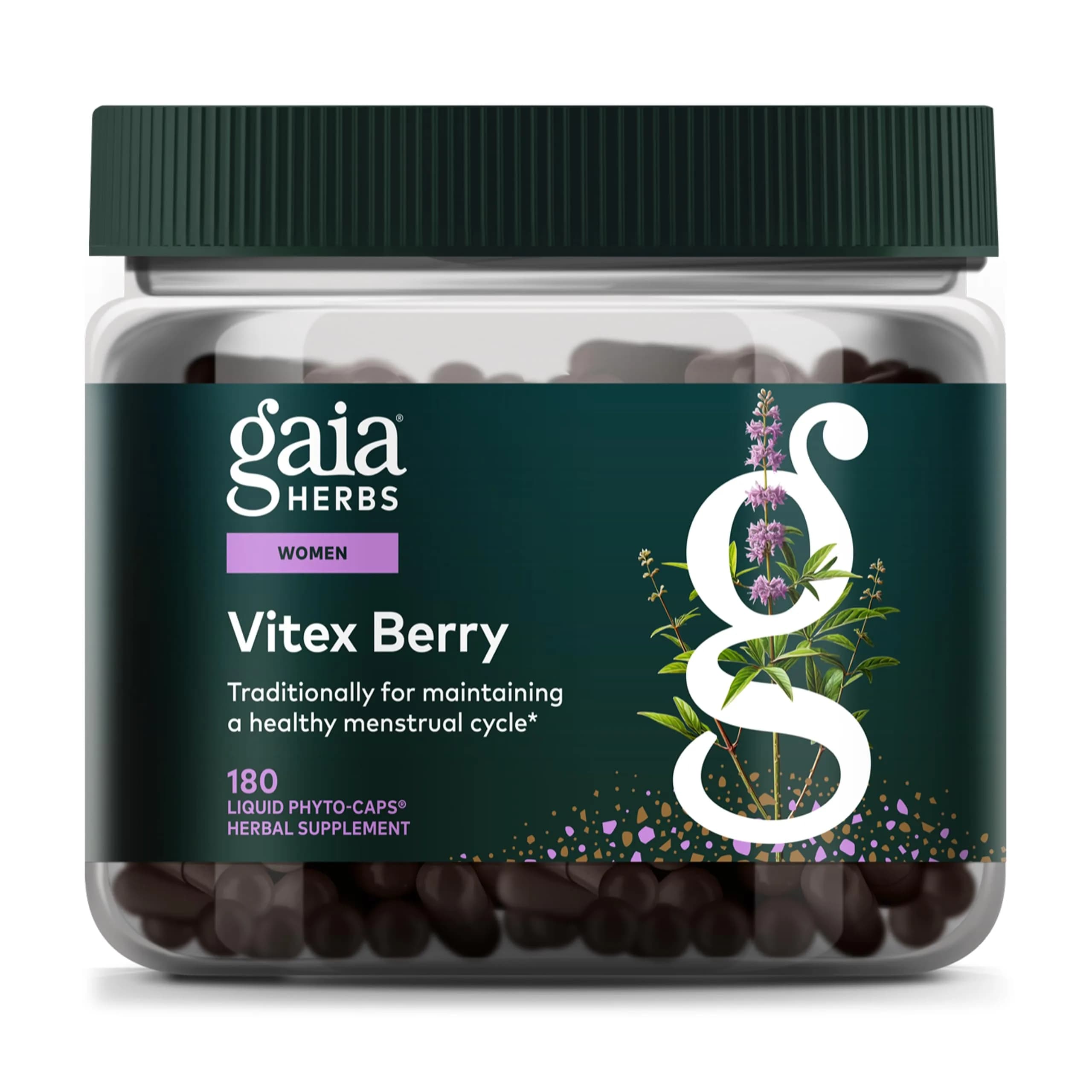 Gaia Herbs Vitex Berry Liquid Herbal Supplement 1000 mg Vegan Phyto-Caps | Supports Hormone Balance for Women