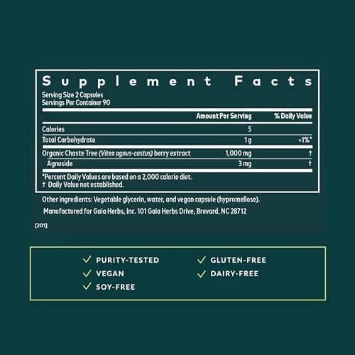 Gaia Herbs Vitex Berry Liquid Herbal Supplement 1000 mg Vegan Phyto-Caps | Supports Hormone Balance for Women thumbnail 3