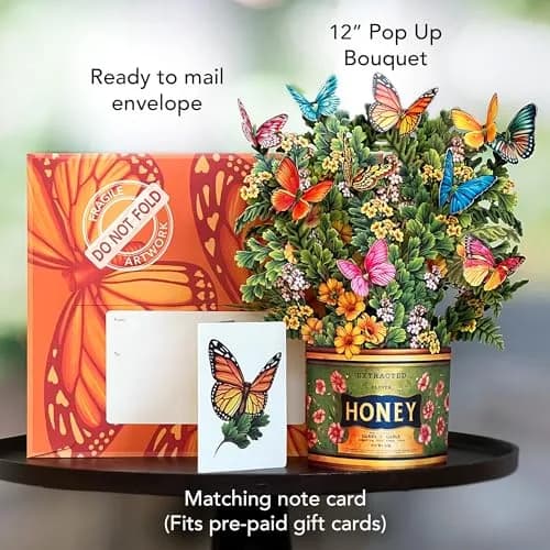 Freshcut Paper Butterflies & Buttercups 12" Pop Up Card | Blooming Art Bouquets thumbnail 4